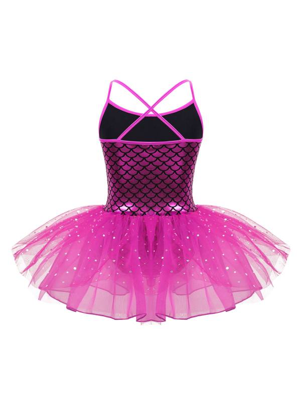Kids Girls Glitter Mermaid Costume Ballet Dance Leotard Tutu Dress thumb