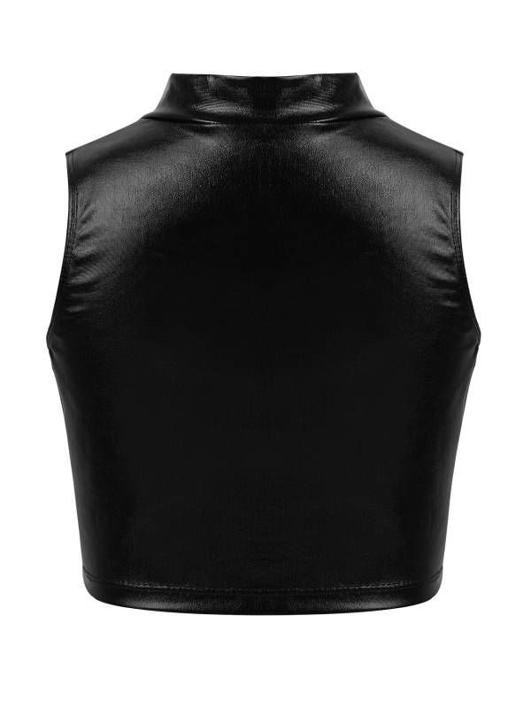 Kids Girls Metallic Sleeveless Ballet Dance Crop Tank Tops thumb