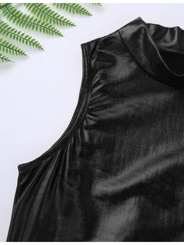 Kids Girls Metallic Sleeveless Ballet Dance Crop Tank Tops thumb