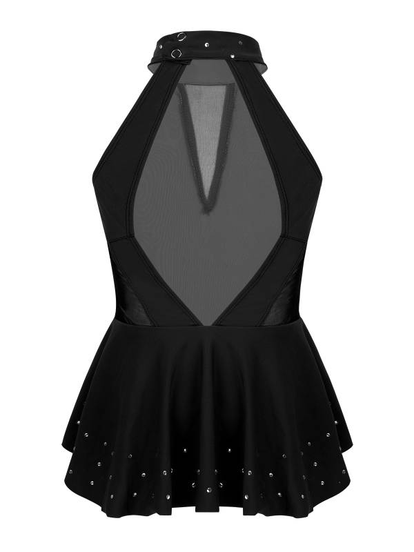 Kids Girls Sleeveless Rhinestone Figure Skating Leotard thumb