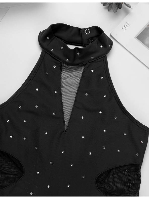 Kids Girls Sleeveless Rhinestone Figure Skating Leotard thumb