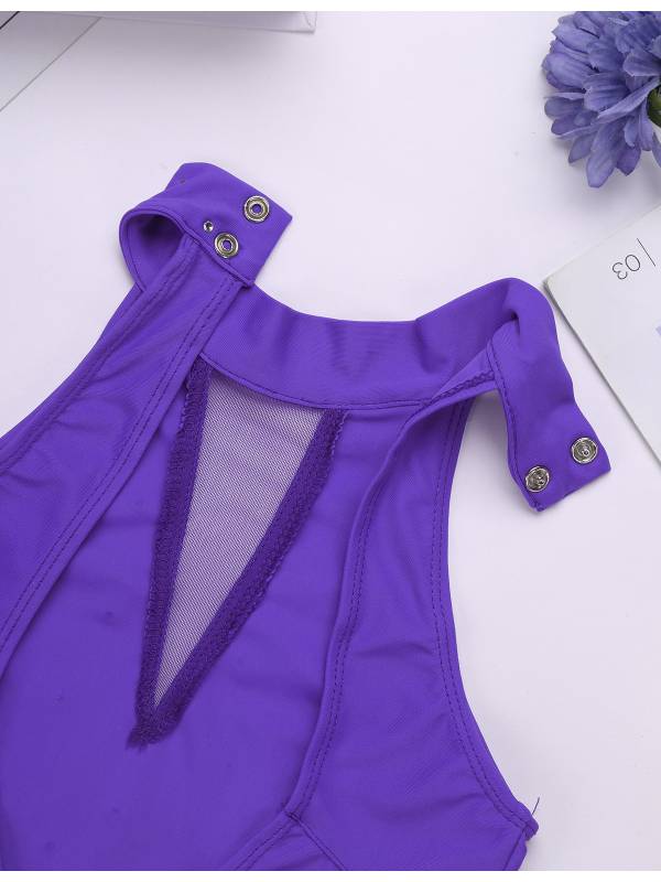 Kids Girls Sleeveless Rhinestone Figure Skating Leotard thumb