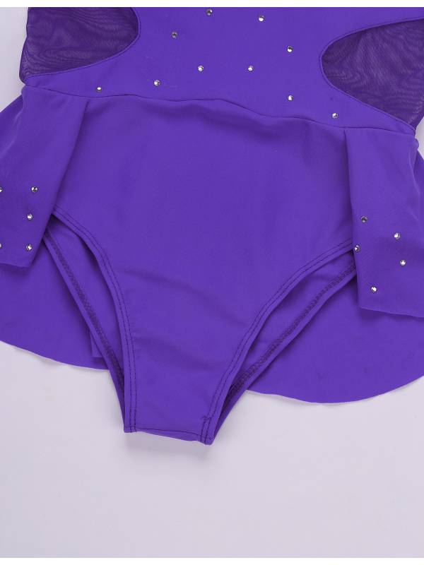 Kids Girls Sleeveless Rhinestone Figure Skating Leotard thumb