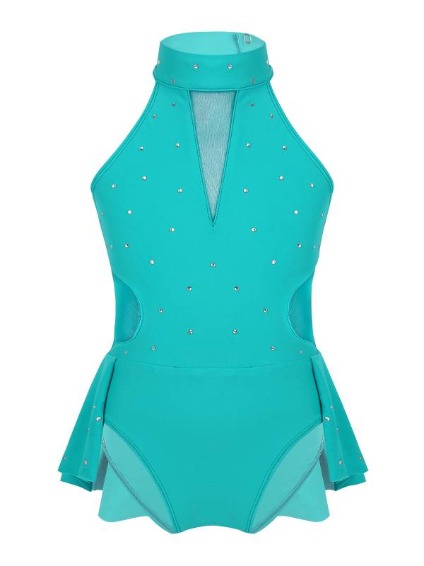 Kids Girls Sleeveless Rhinestone Figure Skating Leotard thumb