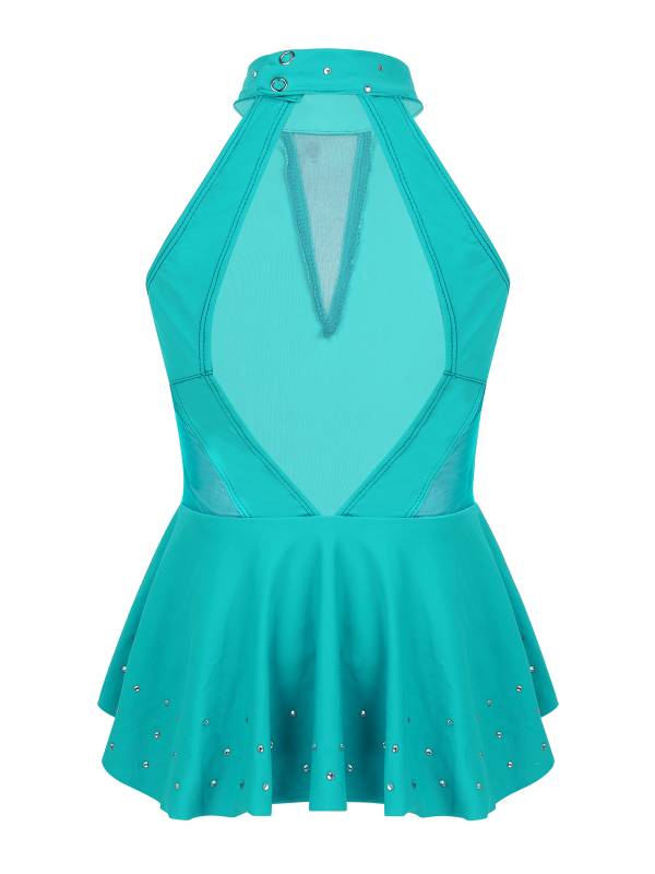 Kids Girls Sleeveless Rhinestone Figure Skating Leotard thumb