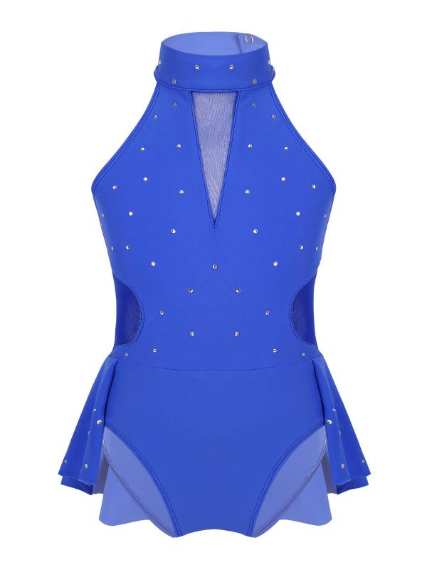 Kids Girls Sleeveless Rhinestone Figure Skating Leotard thumb