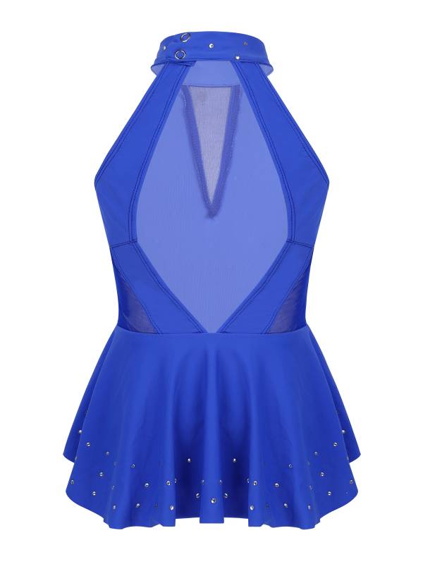 Kids Girls Sleeveless Rhinestone Figure Skating Leotard thumb