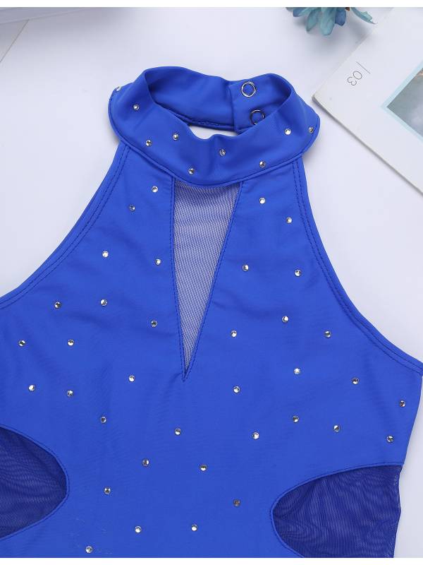 Kids Girls Sleeveless Rhinestone Figure Skating Leotard thumb
