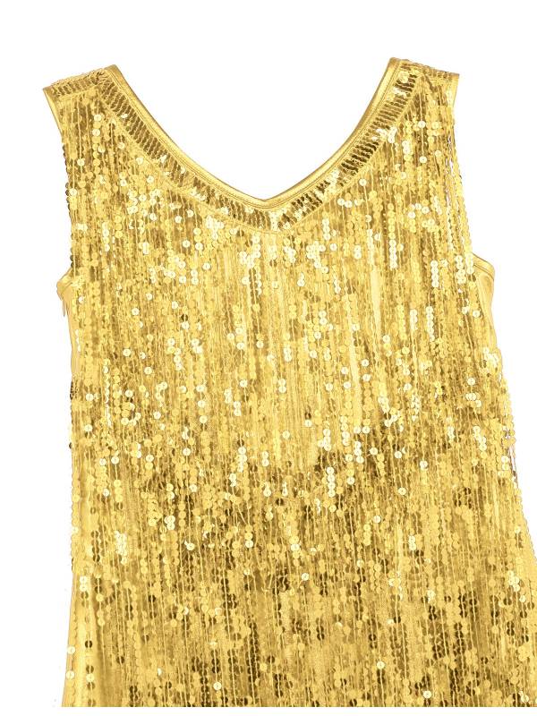 Women Sleeveless Sequin Tassels Ballroom Latin Dance Dress thumb