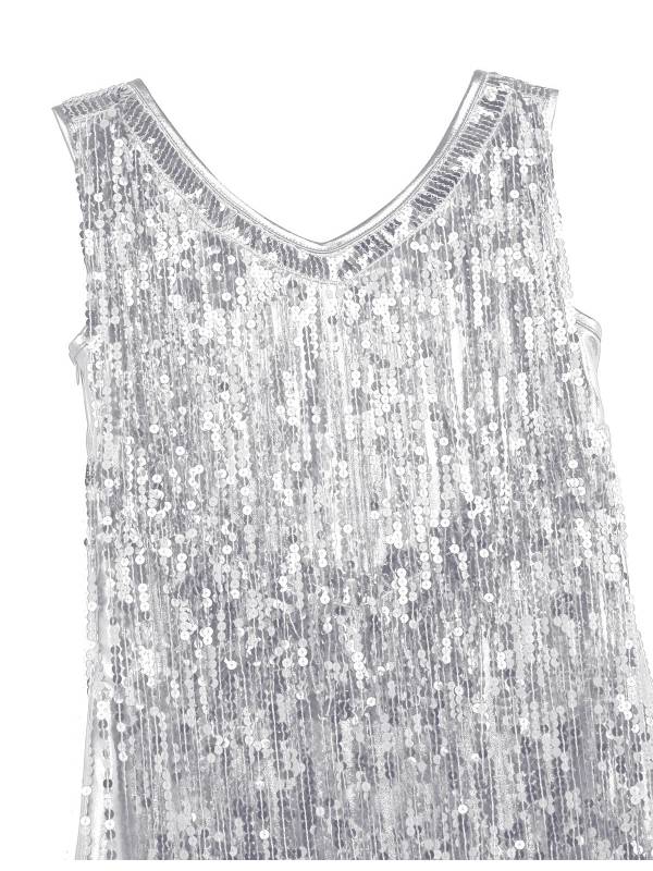 Women Sleeveless Sequin Tassels Ballroom Latin Dance Dress thumb