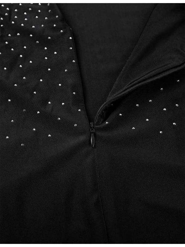 Men Shiny Rhinestones V-neck Long Sleeve Latin Dance Shirt Leotard thumb