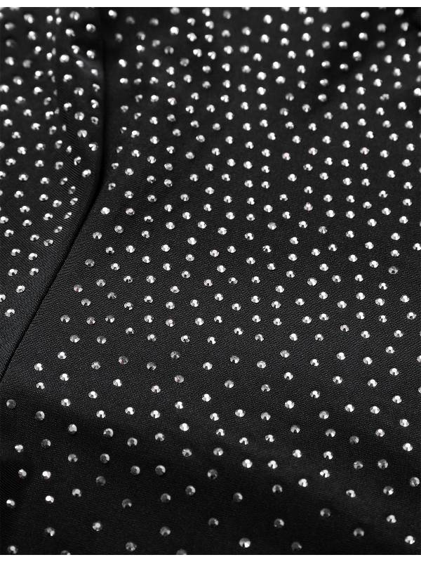 Men Shiny Rhinestones V-neck Long Sleeve Latin Dance Shirt Leotard thumb