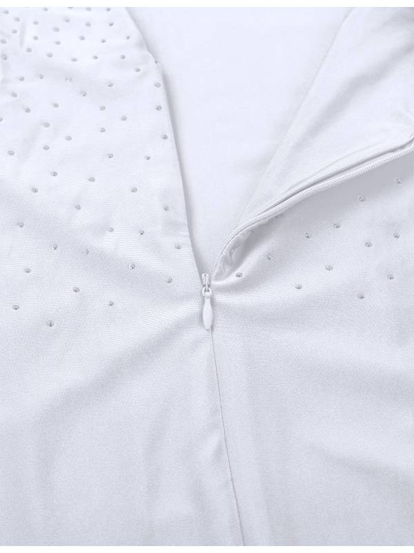 Men Shiny Rhinestones V-neck Long Sleeve Latin Dance Shirt Leotard thumb