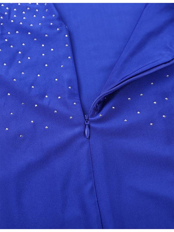 Men Shiny Rhinestones V-neck Long Sleeve Latin Dance Shirt Leotard thumb
