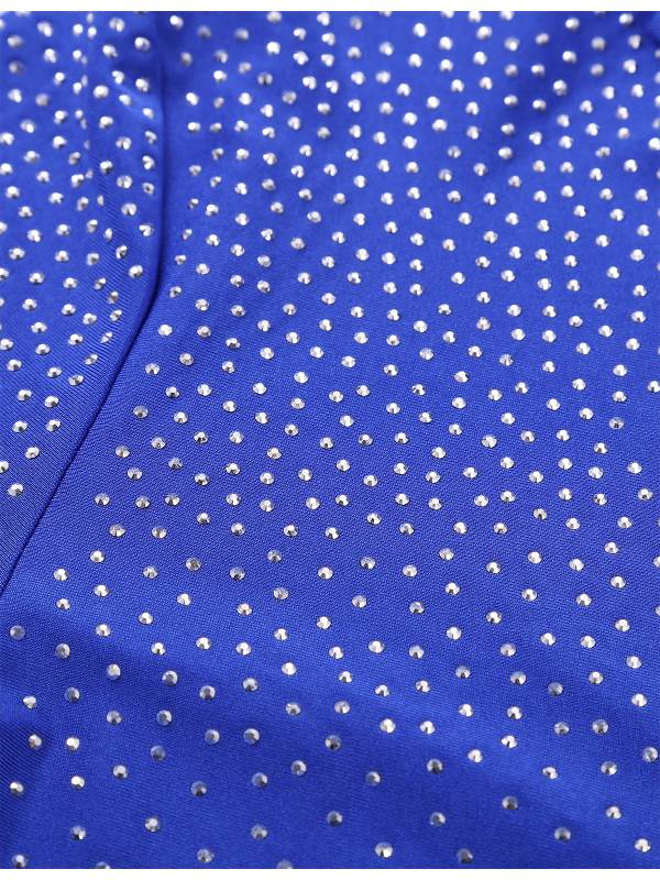 Men Shiny Rhinestones V-neck Long Sleeve Latin Dance Shirt Leotard thumb