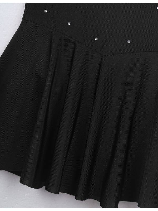 Kids Girls Sleeveless Sparkly Rhinestone Tulle Skating Leotard Dress thumb