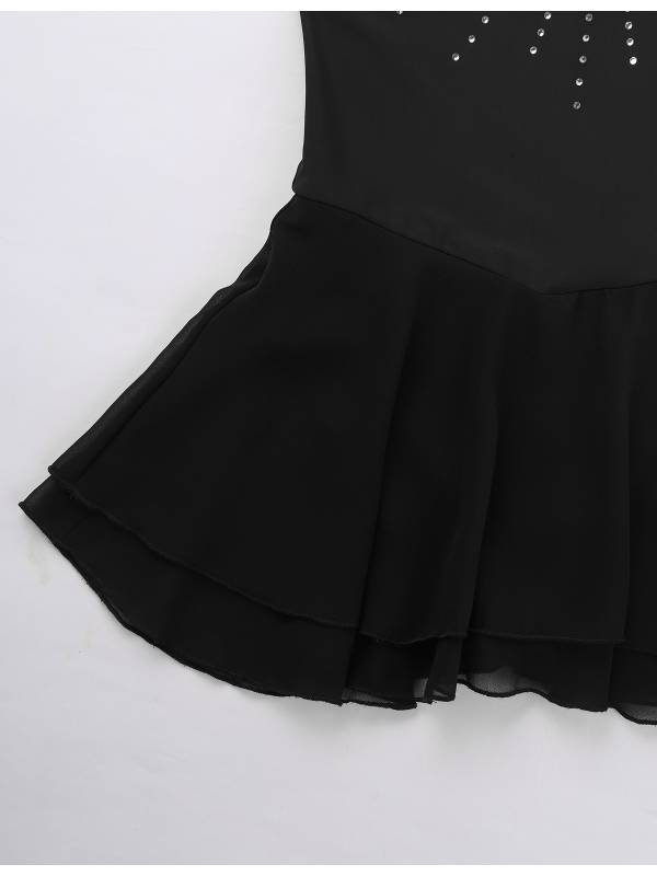 Kids Girls Sleeveless Figure Skating Leotard Dress with Rhinestone thumb