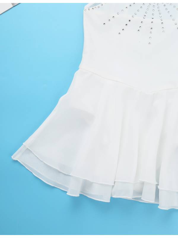 Kids Girls Sleeveless Figure Skating Leotard Dress with Rhinestone thumb