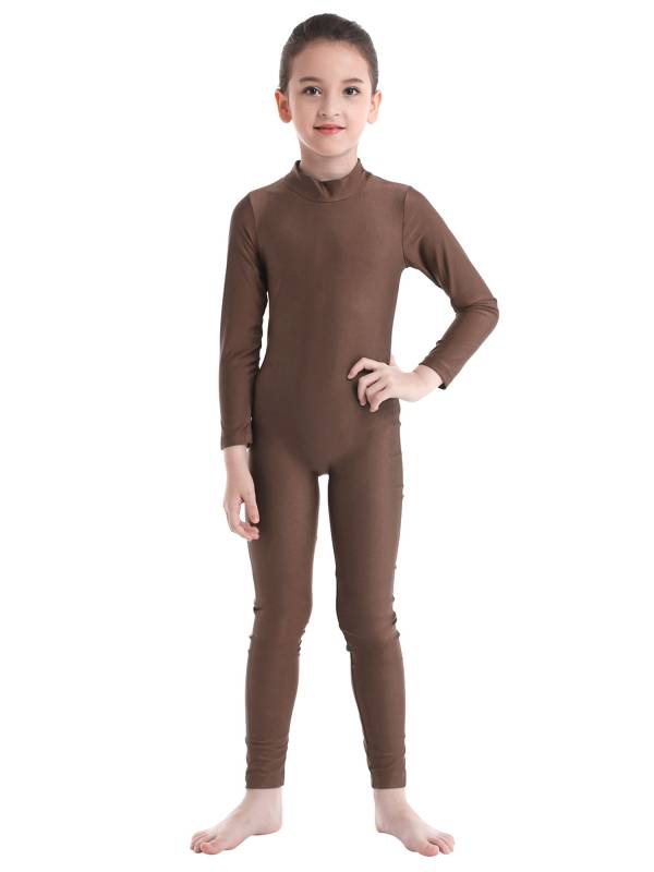 Kids Girls Long Sleeves Zippered Dancewear Gymnastics Unitard thumb