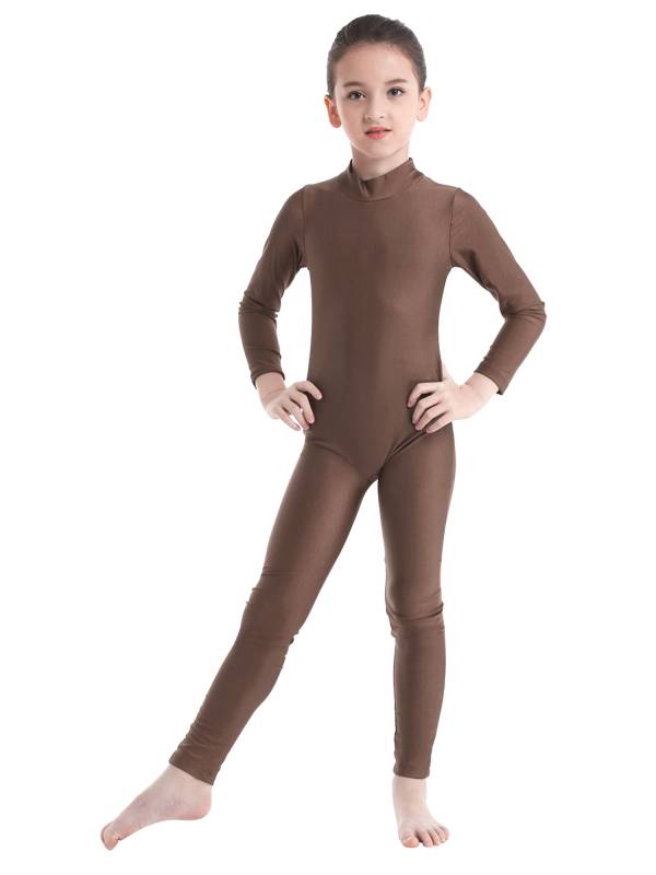 Kids Girls Long Sleeves Zippered Dancewear Gymnastics Unitard thumb