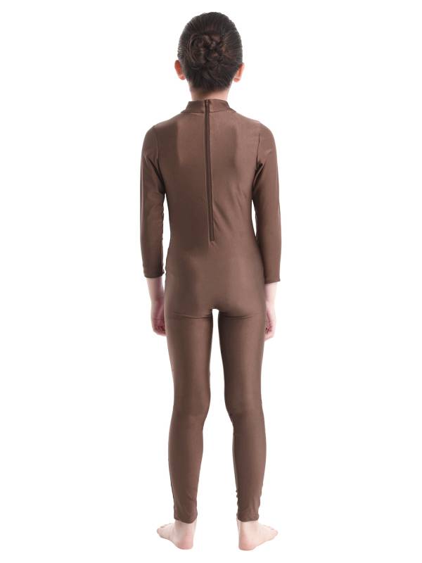 Kids Girls Long Sleeves Zippered Dancewear Gymnastics Unitard thumb