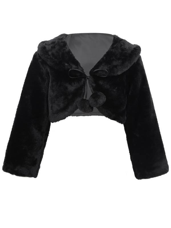 Girls Faux Fur Long Sleeve Coat Wedding Birthday Party Jacket thumb