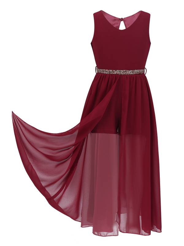 Kids Girls Sleeveless V Neck Short Jumpsuit Romper Maxi Party Dress thumb