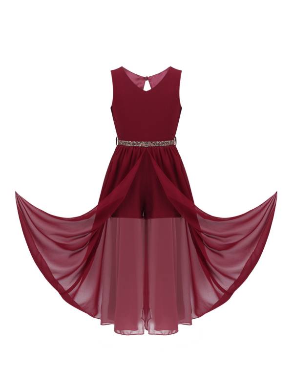 Kids Girls Sleeveless V Neck Short Jumpsuit Romper Maxi Party Dress thumb