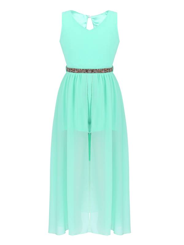 Kids Girls Sleeveless V Neck Short Jumpsuit Romper Maxi Party Dress thumb