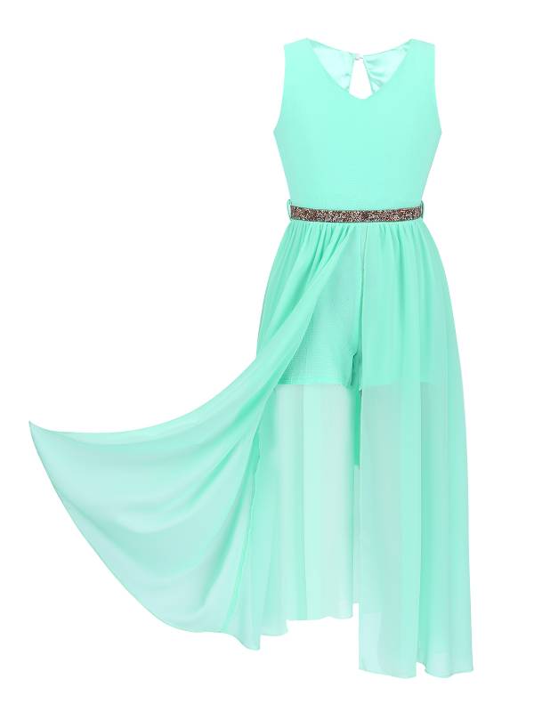 Kids Girls Sleeveless V Neck Short Jumpsuit Romper Maxi Party Dress thumb