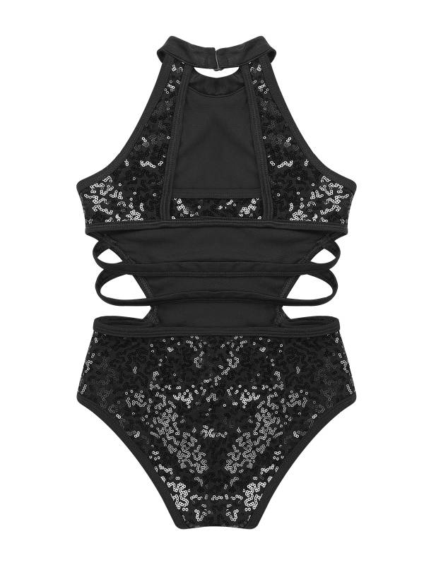 Kids Girls Sleeveless Allover Sequins Ballet Dance Leotard thumb