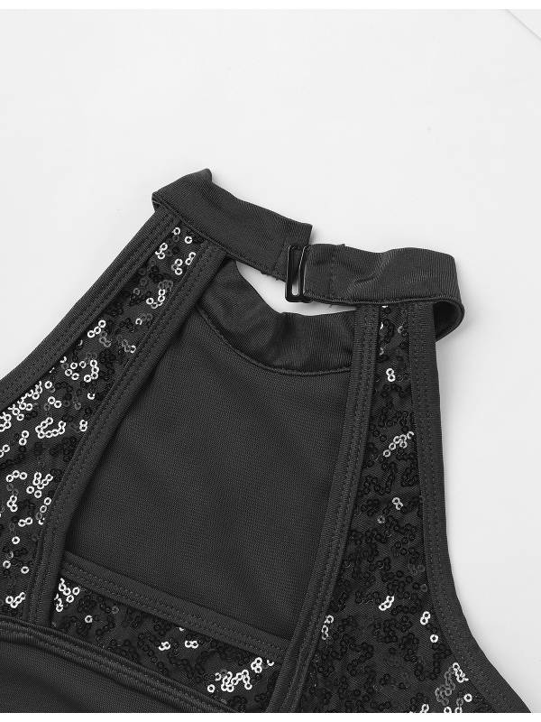Kids Girls Sleeveless Allover Sequins Ballet Dance Leotard thumb