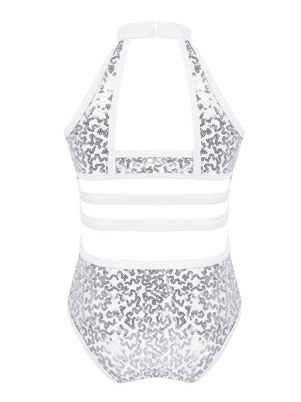 Kids Girls Sleeveless Allover Sequins Ballet Dance Leotard thumb