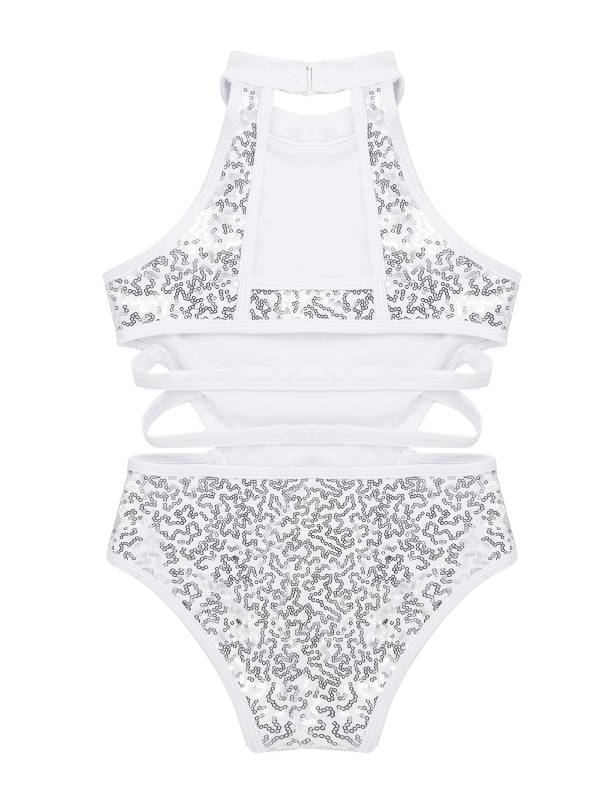 Kids Girls Sleeveless Allover Sequins Ballet Dance Leotard thumb