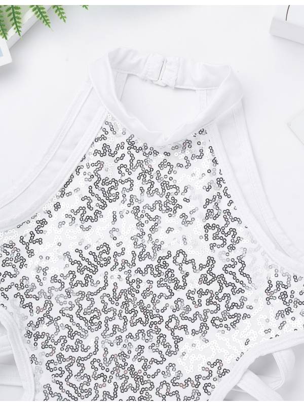 Kids Girls Sleeveless Allover Sequins Ballet Dance Leotard thumb