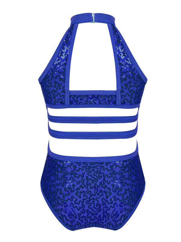 Kids Girls Sleeveless Allover Sequins Ballet Dance Leotard thumb