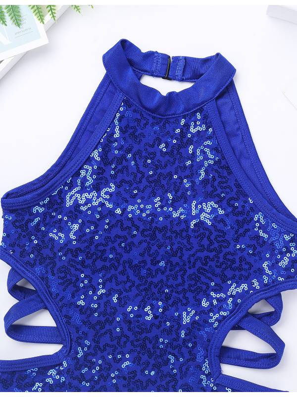 Kids Girls Sleeveless Allover Sequins Ballet Dance Leotard thumb