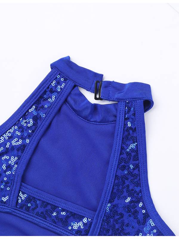 Kids Girls Sleeveless Allover Sequins Ballet Dance Leotard thumb