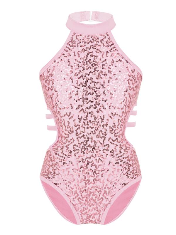 Kids Girls Sleeveless Allover Sequins Ballet Dance Leotard thumb