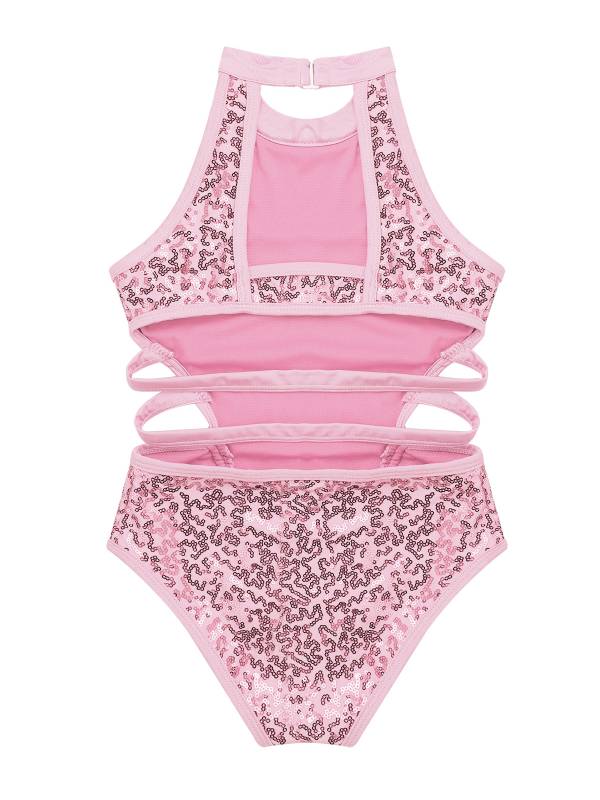 Kids Girls Sleeveless Allover Sequins Ballet Dance Leotard thumb