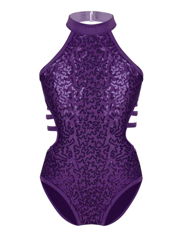 Kids Girls Sleeveless Allover Sequins Ballet Dance Leotard thumb
