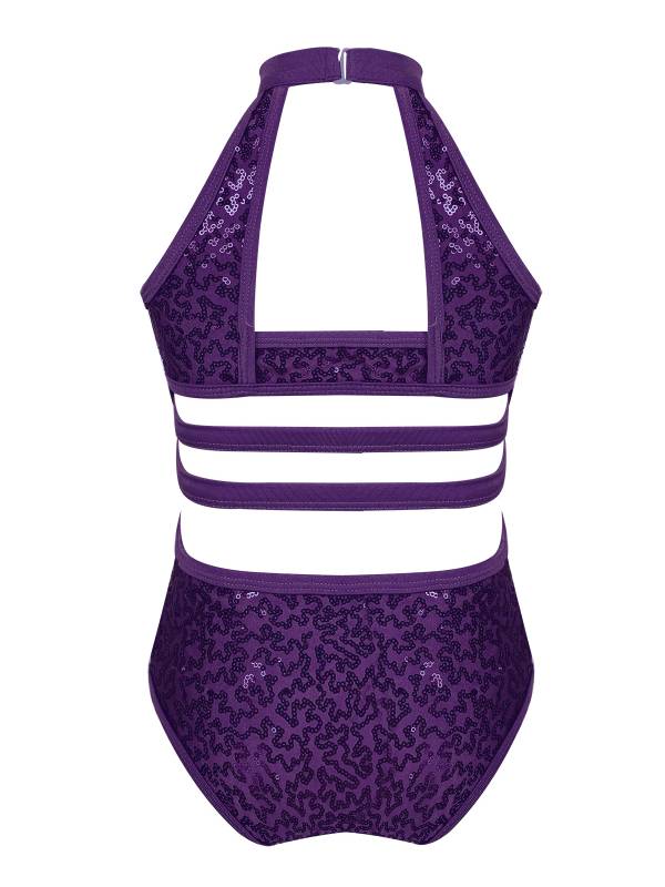 Kids Girls Sleeveless Allover Sequins Ballet Dance Leotard thumb