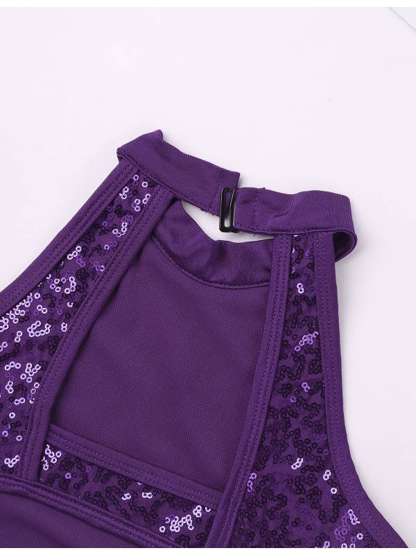 Kids Girls Sleeveless Allover Sequins Ballet Dance Leotard thumb