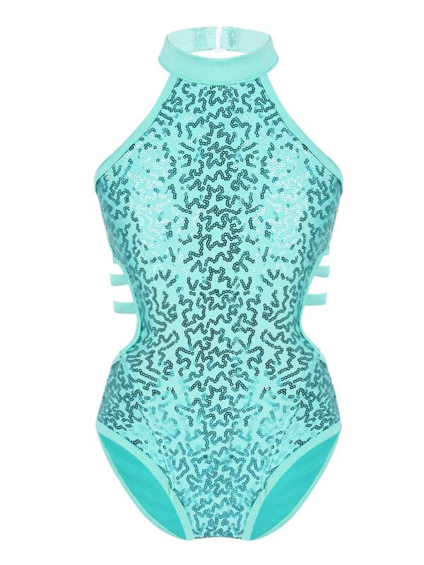 Kids Girls Sleeveless Allover Sequins Ballet Dance Leotard thumb