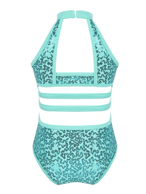 Kids Girls Sleeveless Allover Sequins Ballet Dance Leotard thumb