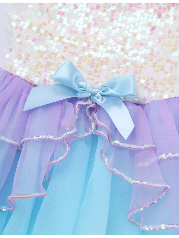 Kids Girls Sequins Bowknot Ballet Dance Leotard Tutu Dress thumb