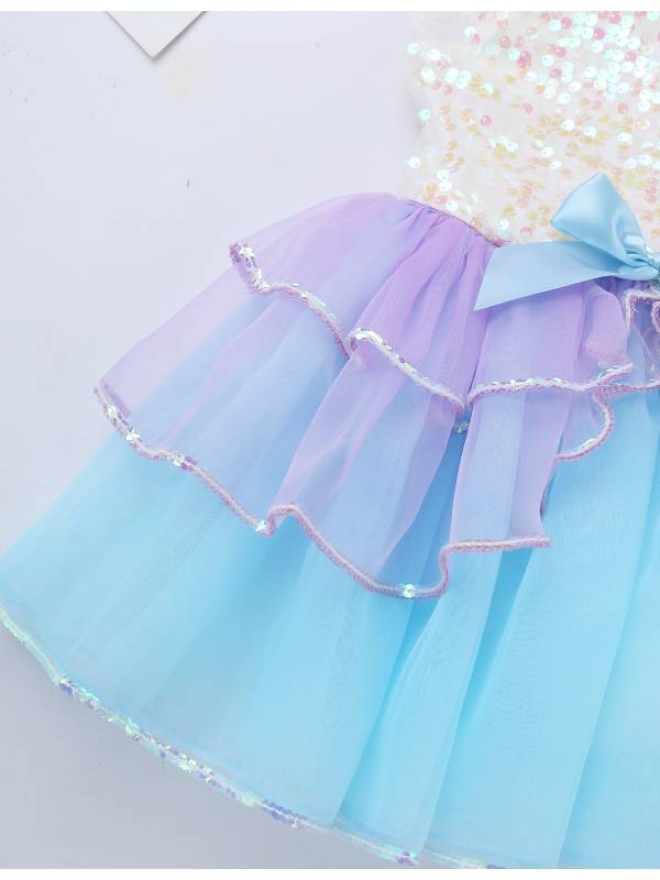 Kids Girls Sequins Bowknot Ballet Dance Leotard Tutu Dress thumb