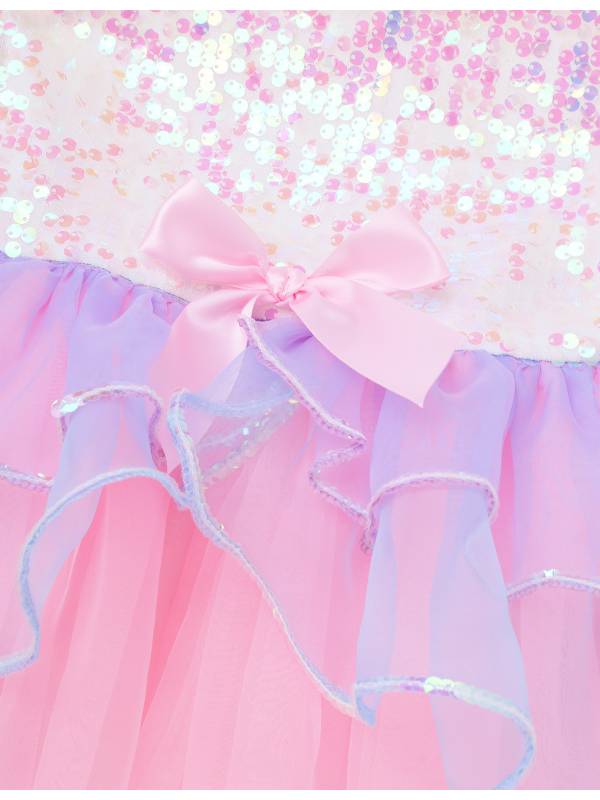Kids Girls Sequins Bowknot Ballet Dance Leotard Tutu Dress thumb