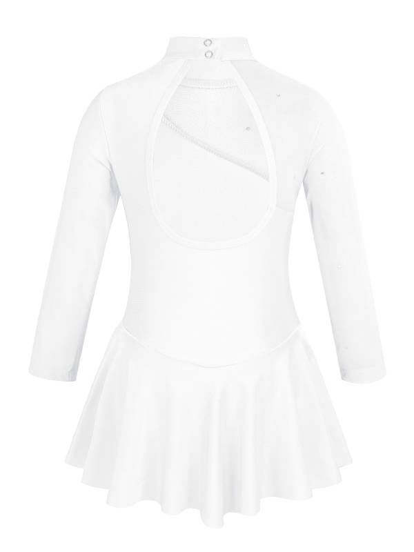 Kids Girls Long Sleeves Tulle Ice Skating Roller Skating Leotard Dress thumb