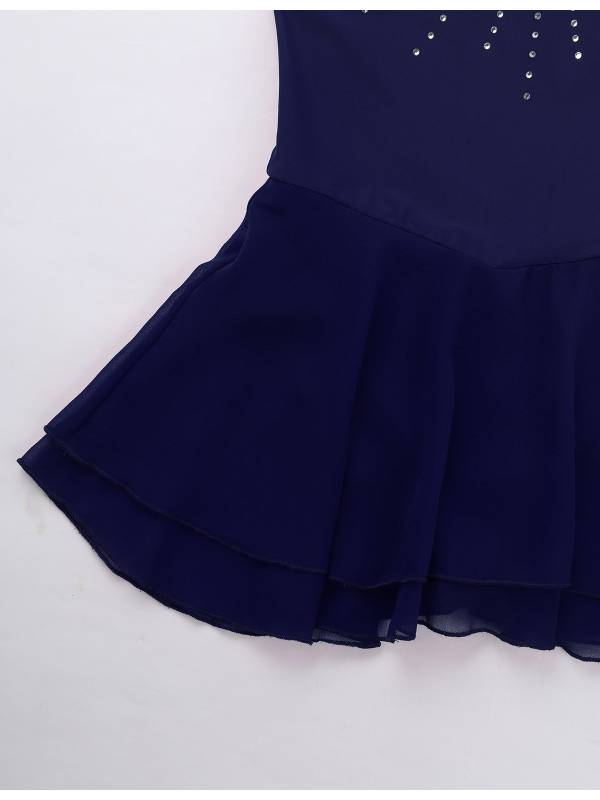 Kids Girls Sleeveless Figure Skating Leotard Dress with Rhinestone thumb